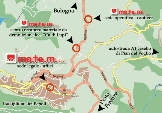 Mappa con le indicazioni per raggiungere la ditta mo.te.m.